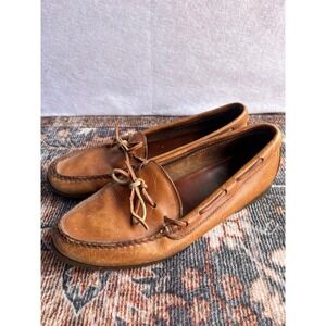 Sebago Vintage Mens 9.5 M Brown Leather Boat Shoes Made in USA Loafers 360105